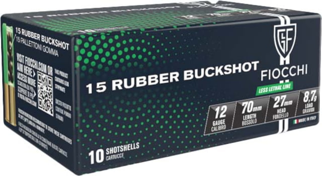 cchi Rubber Buck 12 Gauge 15 Pellet 2.75in Buckshot Shotgun 10 Rounds Ammo