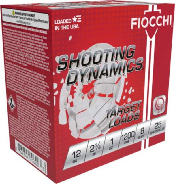 Fiocchi Shooting Dynamics 12 Gauge 1oz 2.75in Shotgun Ammo 8 1200 25 Rounds cchi Shooting Dynamics 12 Gauge 1oz 2.75in Shotgun 8 1200 25 Rounds Ammo