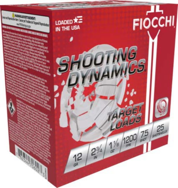 Fiocchi Shootng Dynmcs 12 Gauge 1 1/8oz 2.75in Shotgun Ammo 7.5 1200 25 Rounds cchi Shootng Dynmcs 12 Gauge 1 1/8oz 2.75in Shotgun 7.5 1200 25 Rounds Ammo