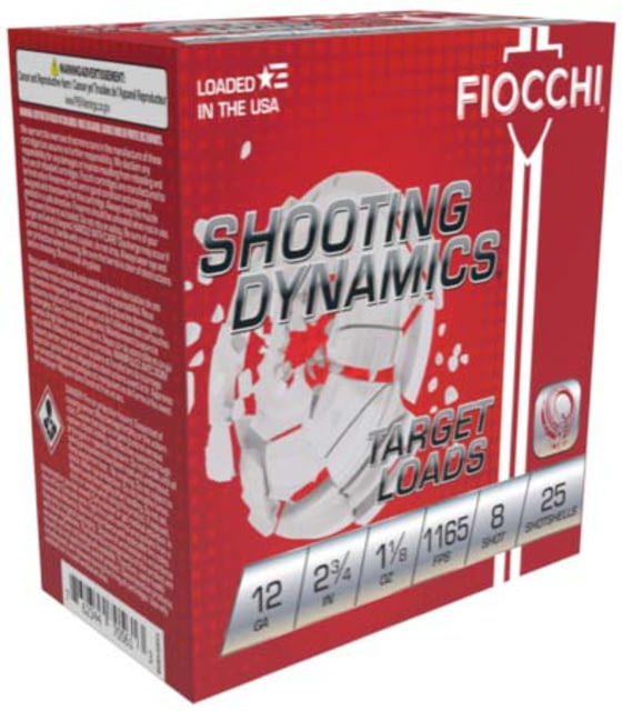 Fiocchi Shooting Dynmcs 12 Gauge 1 1/8oz 2.75in Shotgun Ammo 8 1165 25 Rounds cchi Shooting Dynmcs 12 Gauge 1 1/8oz 2.75in Shotgun 8 1165 25 Rounds Ammo