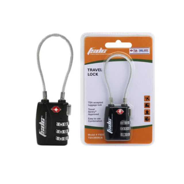 Firearms Safety Devices Luggage lock with Steel Cable 3 Dial