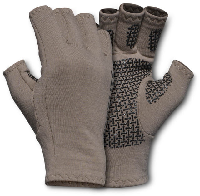 First Lite Rugged Wool Half Finger Gloves Walnut Extra Large