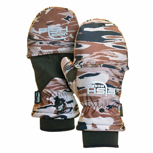 Fish Monkey Tundra Premium Insulated Mitten Glove Fall Water Camo L - Fish Monkey