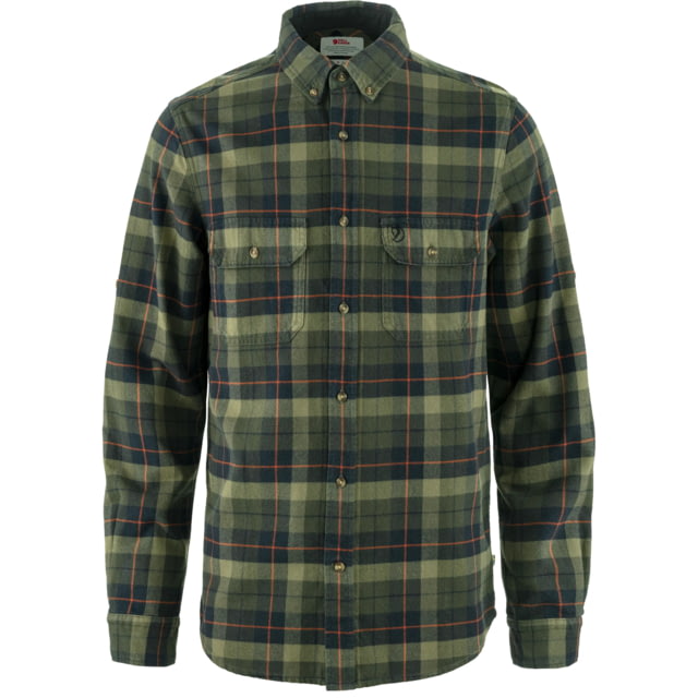 Fjallraven Fjallraven Singi Heavy Flannel Shirt - Men's Black-Deep Forest Small - $130.00 at Optics Planet
