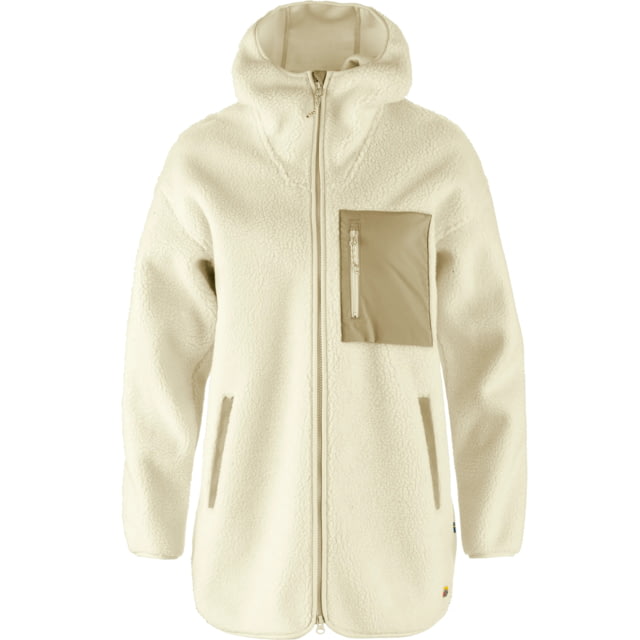 Fjallraven Vardag Pile Fleece Long Hooded Jacket - Women's Chalk White Large