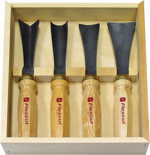 Flexcut Four Piece Mallet Sculptor Set Knife Carbon Steel Blade Wood Handle - Flexcut