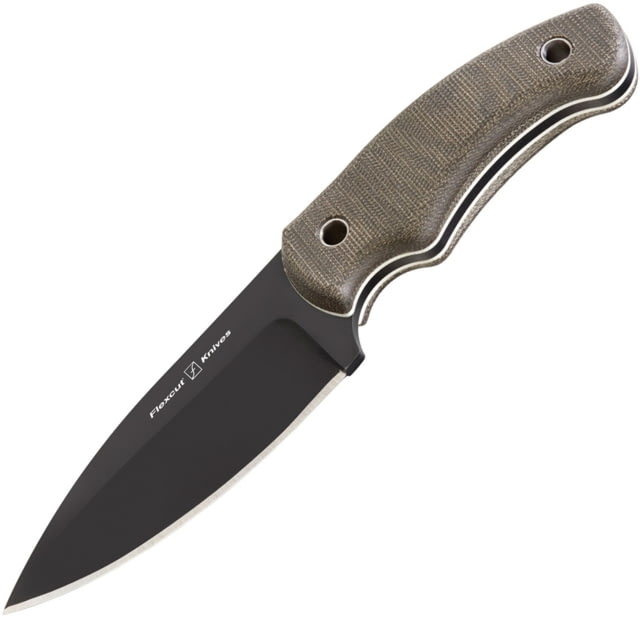 Flexcut Hawthorne Nomad Knife 8.5in Overall 4in Black Oxide Coated 1095Hc Steel Blade OD Green Canvas Micarta Handle Black Boltaron Sheath - Flexcut