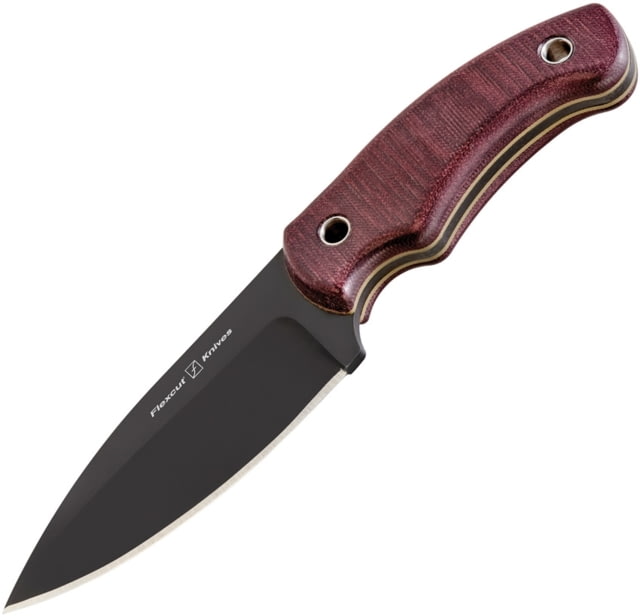 Flexcut Hawthorne Nomad Knife 8.5in Overall 4in Black Oxide Coated 1095Hc Steel Blade Red Coral Canvas Micarta Handle Black Boltaron Sheath - Flexcut