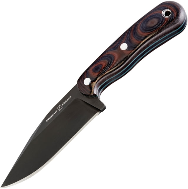 Flexcut Hawthorne Seeker Knife 8.5in Overall 4.13in Black Oxide Coated 1095Hc Steel Clip Point Blade Black/Red G10 Handle Green G10 Liners Black - Flexcut