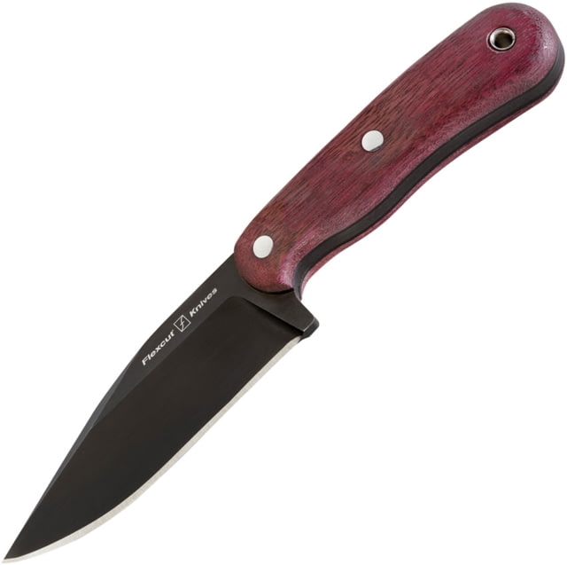 Flexcut Hawthorne Seeker Knife 8.5in Overall 4.13in Black Oxide Coated 1095Hc Steel Clip Point Blade Conditioned Purpleheart Wood Handle w/ Black G10 - Flexcut