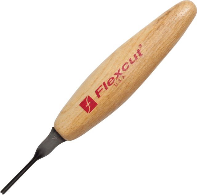 Flexcut Micro Deep U-Gouge 1.5mm Fixed Blade Knife 1.75in Carbon Steel Wood Handle - Flexcut