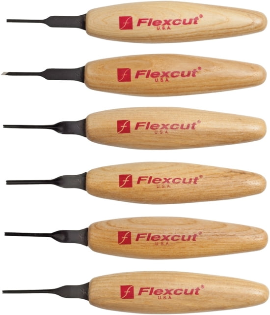 Flexcut Mixed Profile Micro Tool Set Knife Micro Tool Set 5.5in Overall 1.75in Carbon Steel Blade Wood Handle - Flexcut