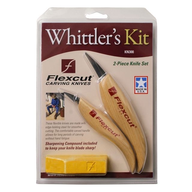 Flexcut Whittler's 2-Piece Fixed Blade KnifeCarbon Steel BladeErgonomic Wood Handle FLEX - Flexcut
