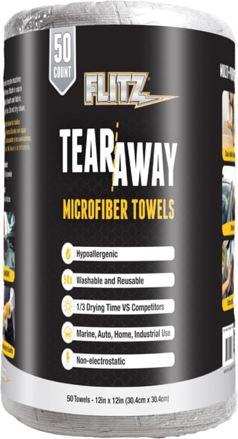 Flitz Tear-Away Microfiber Polishing Cloths 12x12in Grey