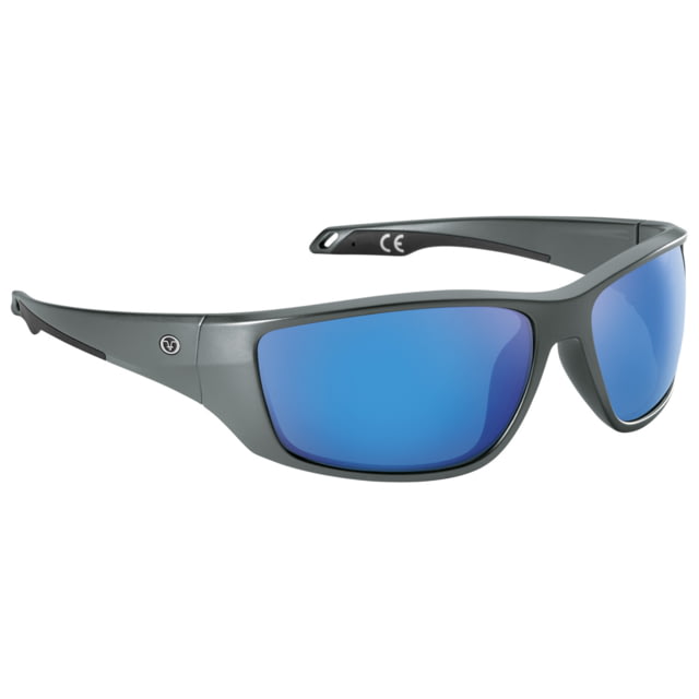 Flying Fisherman  Carico Sunglasses Matte Gray Frame Smoke-Blue Mirror Lens Acutint Polarized Lens System - Flying Fisherman