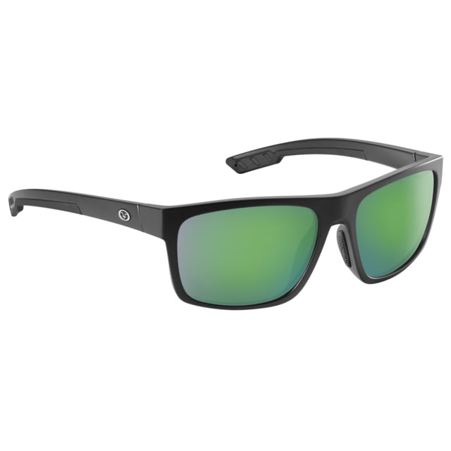 Flying Fisherman  Offline Sunglasses Matte Black Frame Amber-Green Mirror Polarized Lens Medium Fit - Flying Fisherman