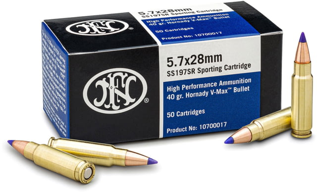 America SS197SR 5.7x28mm 40 Grain Hornandy V-Max Brass Cased Pistol 500 Rounds FN Ammo