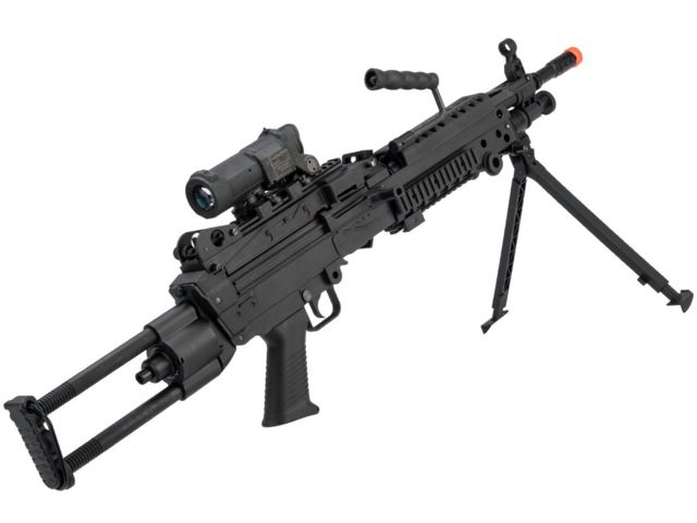 FN Herstal Licensed M249 Para Featherweight Airsoft Machine Gun Standard Black Large - Fn Herstal
