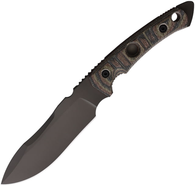 Fobos Knives Tier1-BC Fixed Blade Knife 11.25in Overall 6in Gray PVD Coated CPM Magnacut Stainless Steel Blade Camo Micarta Handle Black Kydex Belt - Fobos Knives