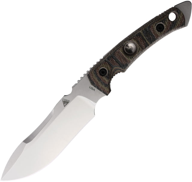 Fobos Knives Tier1-BC Fixed Blade Knife 11.25in Overall 6in Tumbled Finish CPM Magnacut Stainless Steel Blade Camo Canvas Micarta Handle Black Kydex - Fobos Knives