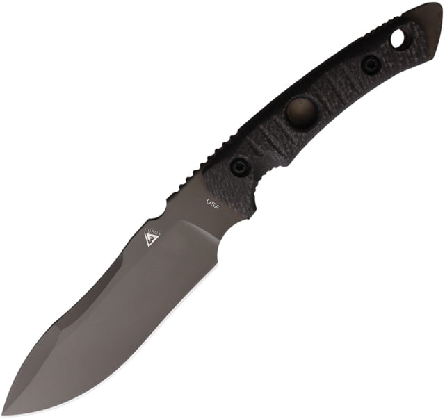 Fobos Knives Tier1-BC Fixed Blade Knife 11.25in Overall 6in Gray PVD Coated CPM Magnacut Stainless Steel Blade Carbon Fiber Handle Black Kydex Belt - Fobos Knives