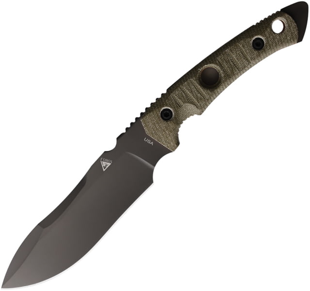 Fobos Knives Tier1-BC Fixed Blade Knife 11.25in Overall 6in Gray PVD Coated CPM Magnacut Stainless Steel Blade Green Canvas Micarta Handle Black Kydex - Fobos Knives