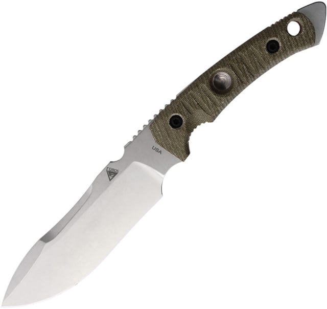 Fobos Knives Tier1-BC Fixed Blade Knife 11.25in Overall 6in Tumbled Finish CPM Magnacut Stainless Steel Blade Green Canvas Micarta Handle Black Kydex - Fobos Knives