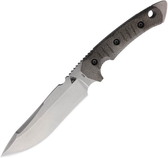 Fobos Knives Tier1-C Fixed Blade Knife 6.25" stonewash finish CPM-3V carbon steel blade OD green canvas micarta handle FOB022 OD GREEN WHITE LINER - Fobos Knives