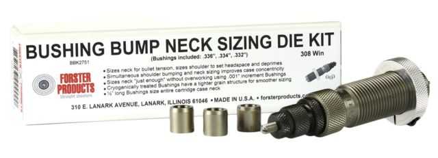 Forster Bushing Bump Kit 26 Nosler Bushing Bump Neck Sizing Die and three Neck Bushings .292in .290in .288in diameter for 26 Nosler - Forster