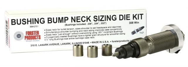Forster Bushing Bump Neck Sizing Die and three Neck Bushings .228 .226 .224 diameter for 204 Ruger - Forster