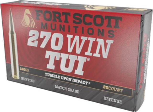 Fort Scott Munitions .270 Winchester 130 Grain Tumble Upon Impact Brass Rifle Ammunition 20 Round t Scott Munitions .270 Winchester 130 Grain Tumble Upon Impact Brass Rifle Ammunition 20 Round Ammo