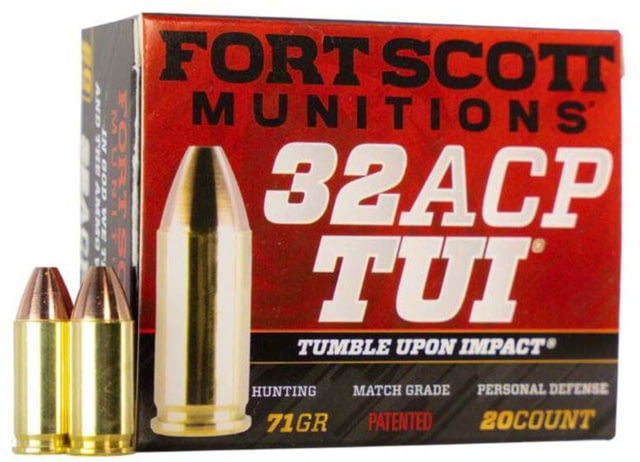 Fort Scott Munitions .32 ACP 71grain Solid Copper Spun SCS Brass Cased Rifle Ammo 20 Rounds t Scott Munitions .32 ACP 71grain Solid Copper Spun SCS Brass Cased Rifle 20 Rounds Ammo
