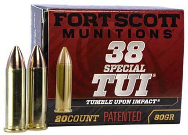 t Scott Munitions .38 Special 80 Grain Tumble Upon Impact Brass Pistol Ammunition 20 Round Ammo