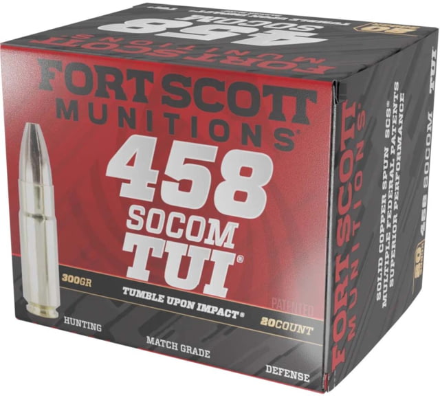 t Scott Munitions .458 SOCOM 300 Grain Tumble Upon Impact Brass Rifle Ammunition 20 Round Ammo