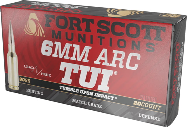 t Scott Munitions 6mm ARC 90 Grain Tumble Upon Impact Brass Rifle Ammunition 20 Round Ammo