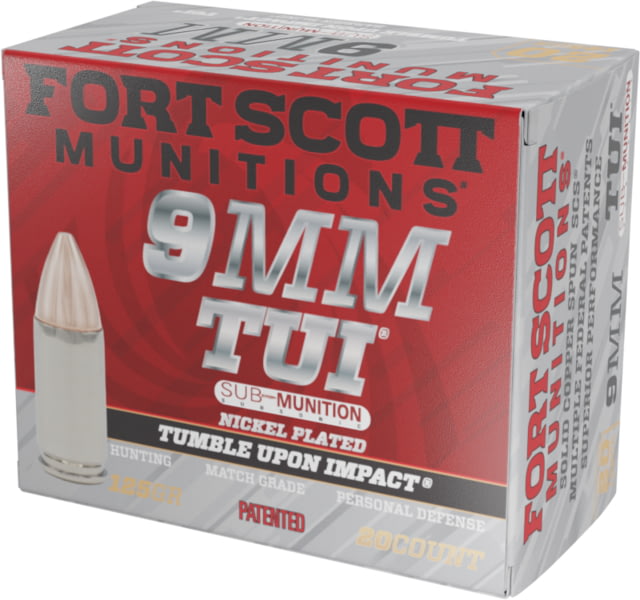 t Scott Munitions 9mm 125 Grain Sub-Munition Tumble Upon Impact Nickel Pistol Ammunition 20 Round Ammo