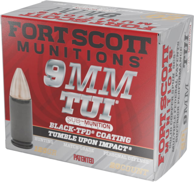 t Scott Munitions 9mm 125 Grain Sub-Munition Tumble Upon Impact TPD Pistol Ammunition 20 Round Ammo