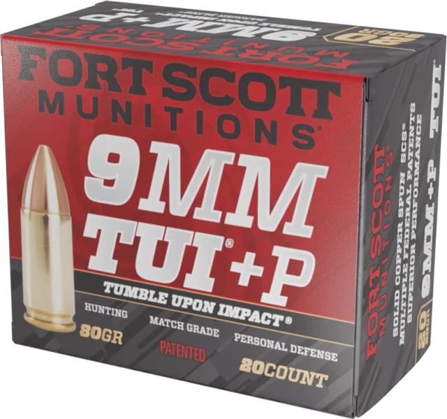 t Scott Munitions 9mm P 80 Grain Tumble Upon Impact Brass Pistol Ammunition 20 Round Ammo