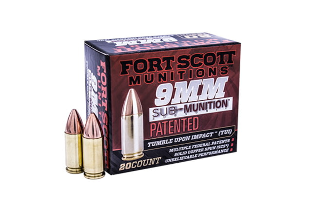 t Scott Munitions 9MM Sub-Munition Subsonic 125 Grain Centerfire Pistol 20 Rounds Ammo