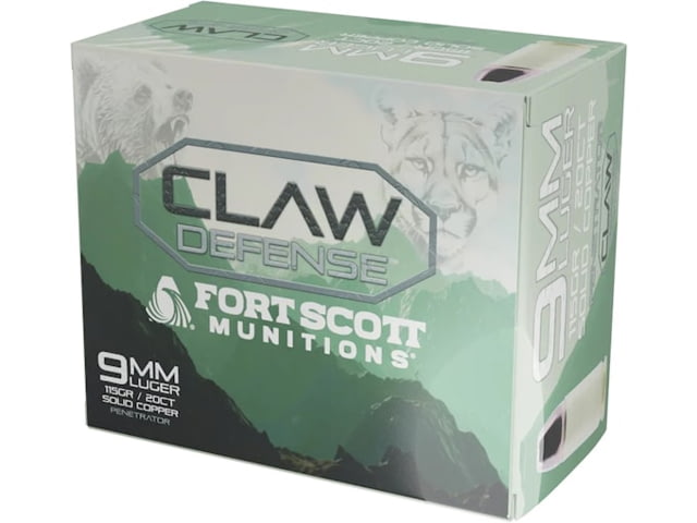 t Scott Munitions Claw Defense Handgun 9mm 115 Grain Flat Nose Brass Cased Rifle 20 Rounds 9mm-115-scvfncd Ammo
