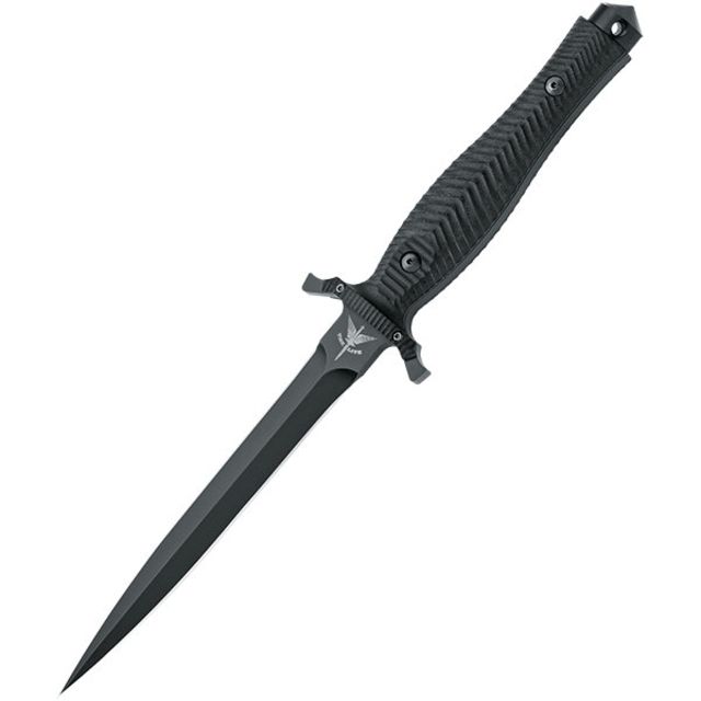 Fox Bellum Daga Black G-10 Handle Black Blade Plain w/Sheath - Fox