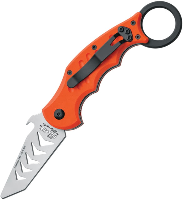 Fox Dart Karambit Trainer Folding Knife 2.5" bead blast finish unsharpened 420C stainless Orange G10 handle FX-597 TK - Fox