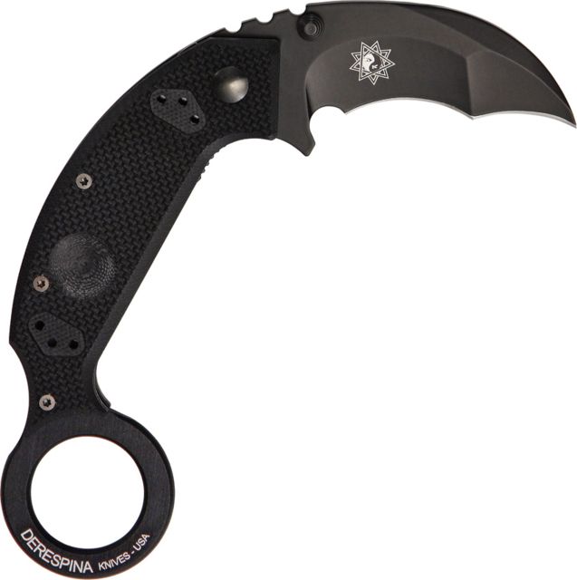 Fox Derespina Folding Knife5in closedKarambit BladeTextured Black G-10 Handle - Fox
