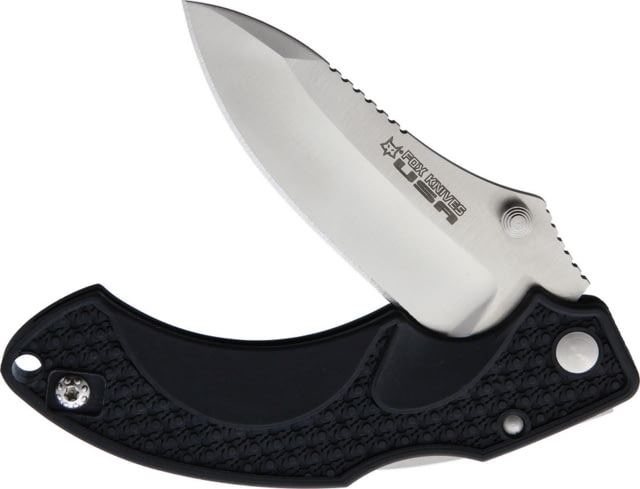 Fox Drago Lockback Black Folding Knife 3.5" satin finish 154CM stainless blade Black textured ABS handle - Fox