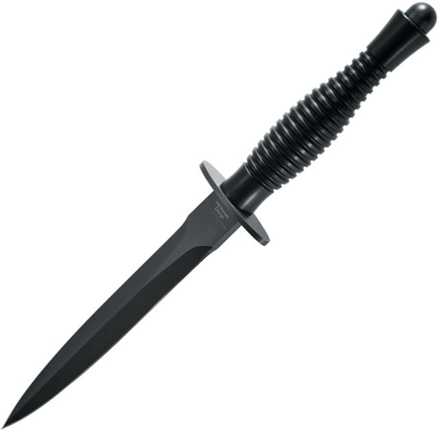 Fox Fairbairn Sykes Fighting Knife 6.63" black PVD coated double edge Bohler N690 sta Black sculpted aluminum handle - Fox