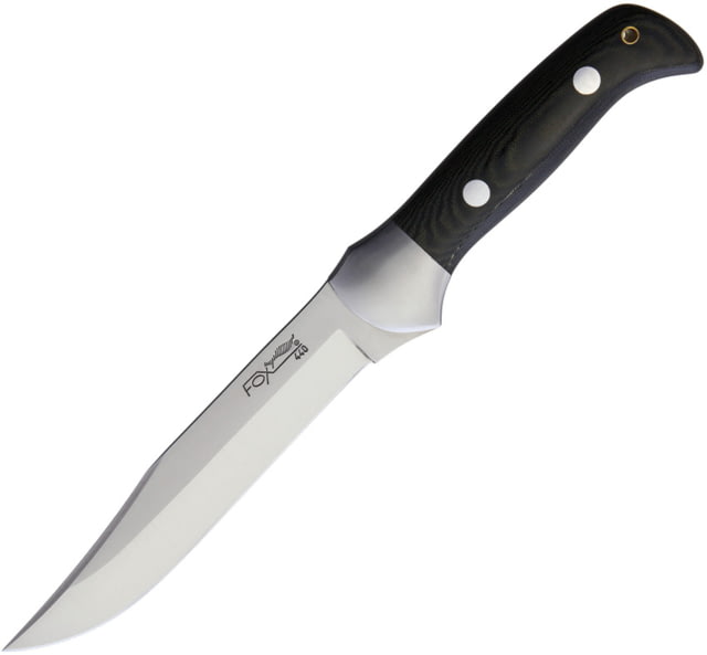 Fox Forest Fixed Blade Knife 5.13" satin finish 440C stainless clip point blade Black canvas micarta handle - Fox