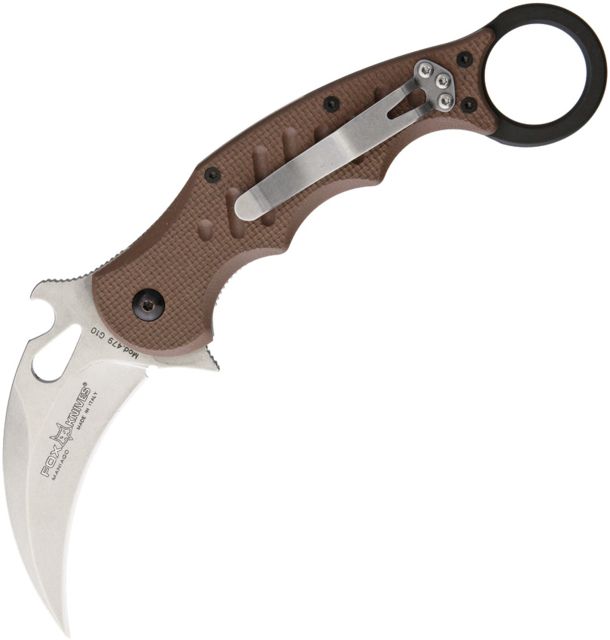 Fox Karambit Dark Earth G-10 Stone Folding Knife3inStonewashDark EarthG10 Handle 479 -E-SW