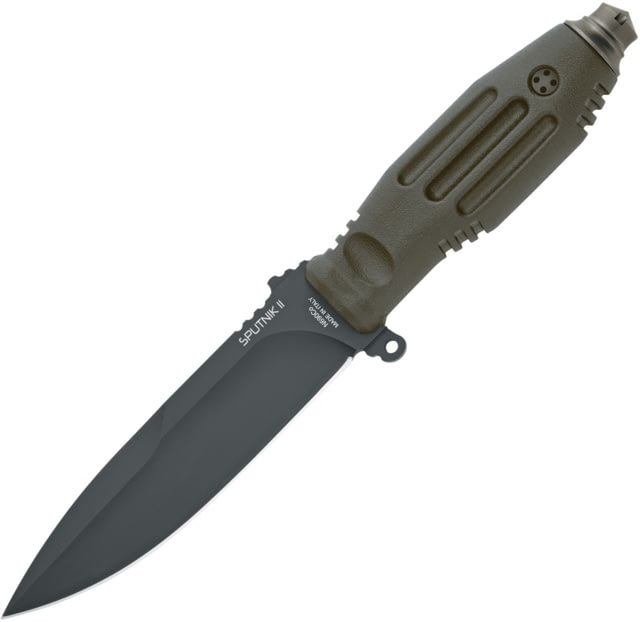 Fox Mars Sputnik 11 Fixed Blade Knife 5.5" black coated Bohler N690 stainless blade OD green Forprene handle FX-811