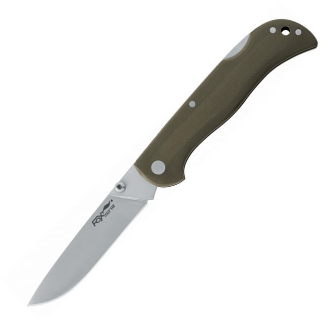 Fox Model 500 Lockback Folding Knife 3.25in SS Blade Green G10 Handle Thumb Stud Pocket Clip Green