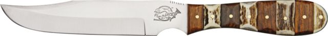 Fox-N-Hound Skinner Fixed Blade Knife 5.875in Stainless Clip Point Brown Wood Handle - Fox-N-Hound